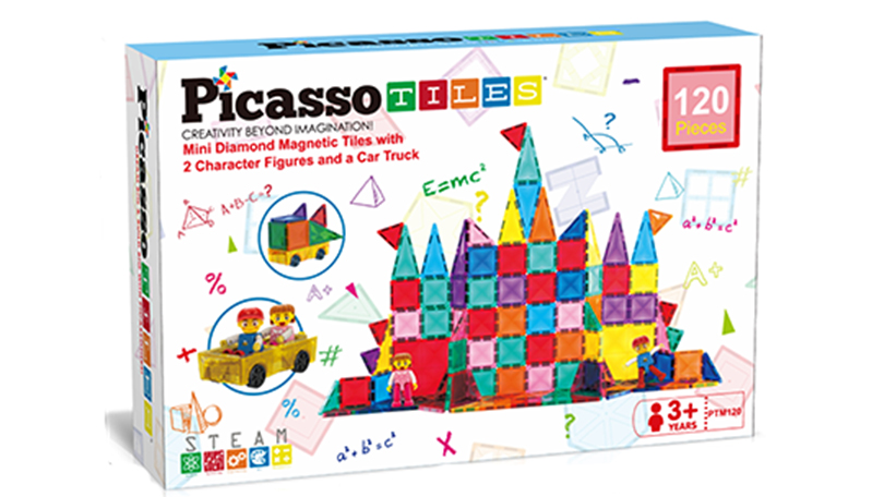 Picasso Tiles Mini Diamond 120pc + Figures + Car Set