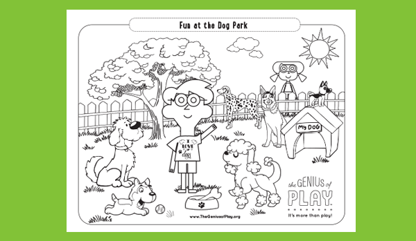 Fun at the Dog Park Coloring Sheet