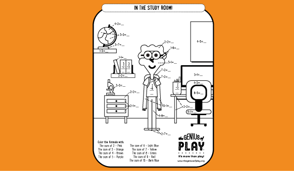 Study Room Coloring Sheet