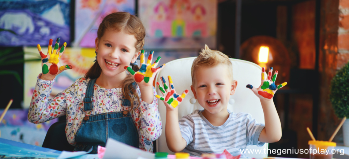 kids doing finger painting