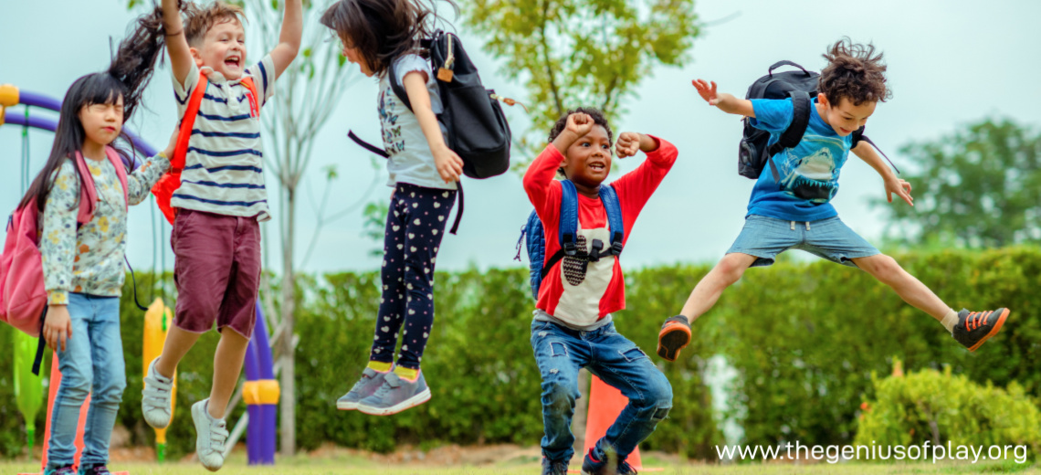 pre-Kindergarten children jumping up and down