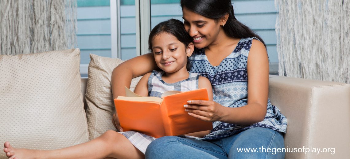 middle eastern mom reading a story to daughter