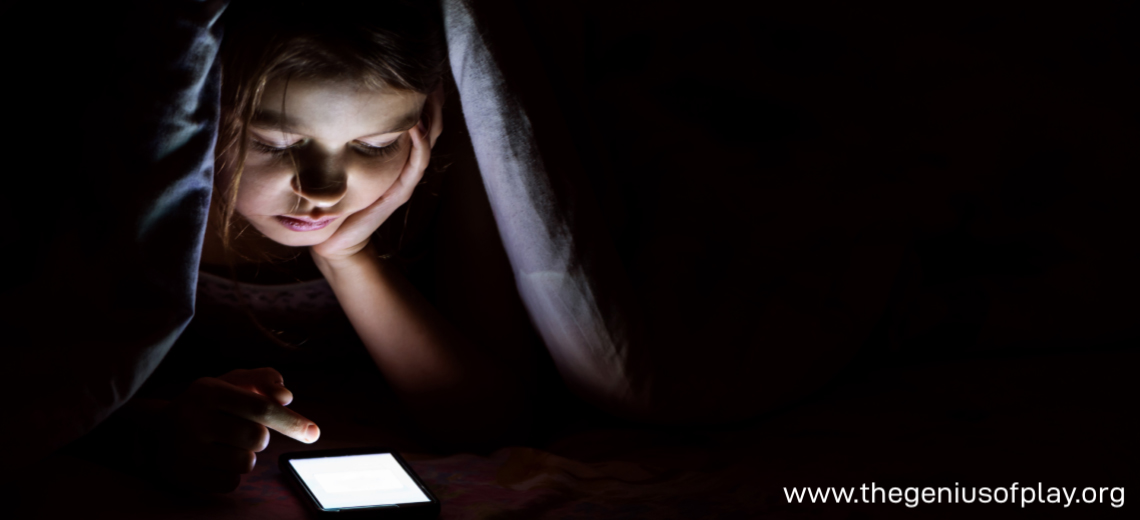 Girl using screen at bedtime