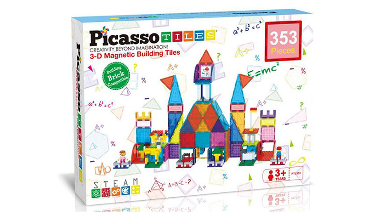 Picasso Tiles 353pcs Magnetic Brick Tile and Magnetic Tile Combo Set